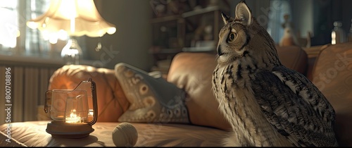 Cozy Sofa Perch: Wise Owl Illustration 🦉🛋️