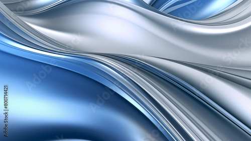 silver background wallpaper with curved lines, in the style of fluid expressionism, silver and blue, matte photo, chrome reflections