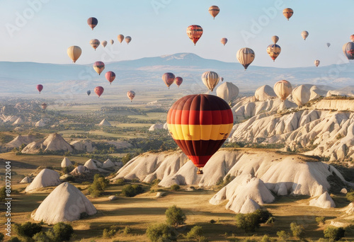 'vibrant scenic balloons valley view cappadocia flight s turkey fly geologic park anatolia travel history formation volcanic old freedom spectacular flames unesco colourful transportation'
