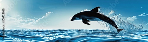 Playful Dolphin, A dolphin's silhouette leaping out of the water