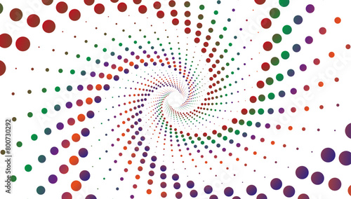 Espiral de círculos de colores sobre fondo blanco
