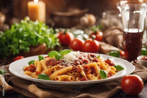 'pasta meat tomato sauce parmesan vegetables spaghetti meal beef pork cheese dinner food italian italy mealtime white goulash background cooked cookery culinary delicacy macaroni tomatoes minced'