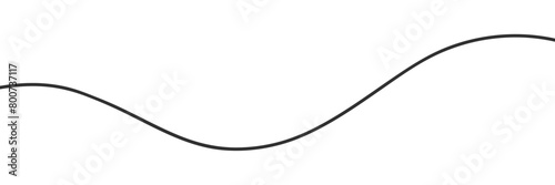 波形にカーブしている手書きの黒い線 - シンプルでおしゃれな緩やかな曲線のデザイン素材 