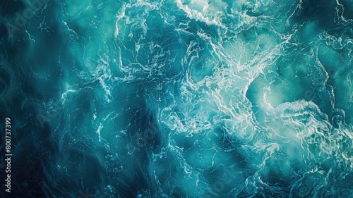 Abstract blue swirling water pattern resembling ocean waves from above