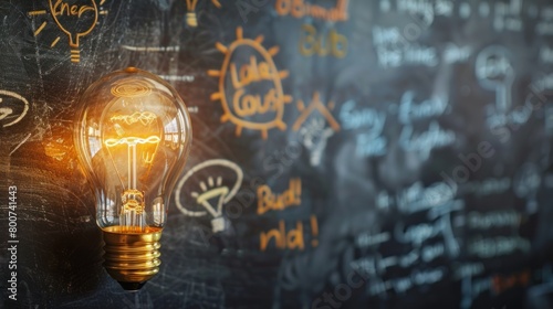 customer idea bulb with words handwritten on blackboard