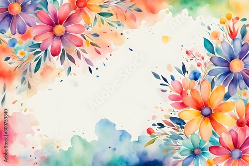 A colorful painting of flowers with a white background