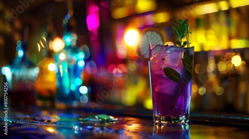Through the dimly lit room the vibrant colors of the mocktails shine adding to the festive and dynamic atmosphere.