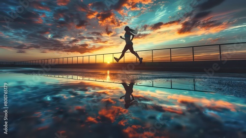 Femme running, silhouette dynamique