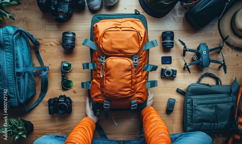 Professional travel blogger and photographer packs 