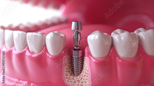 Closeup of a dental implant being placed in the jawbone