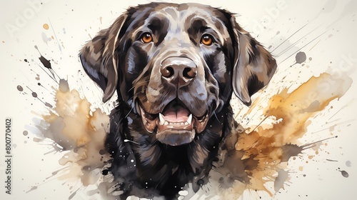 A watercolor painting of a chocolate Labrador Retriever