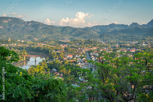 Top view of the Luang Prabang cityscape, Luang Prabang City is a UNESCO World Heritage City