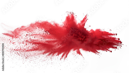 A red explosion smoke of holi paint color powder isolated on transparent or white background