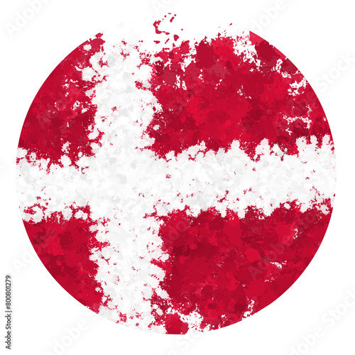 danish flag in round shape with paint splashes