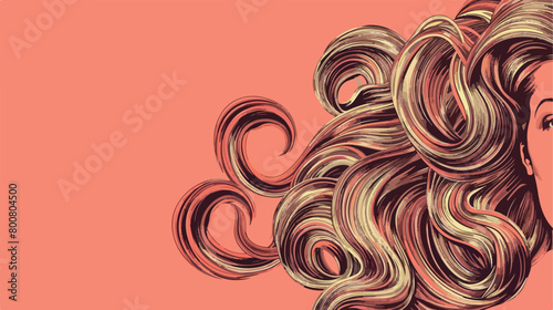 Strands of hair with curlers on color background Vector