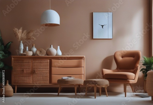 lounge chair up 3d mock decor interior dresser illustration Terracotta render