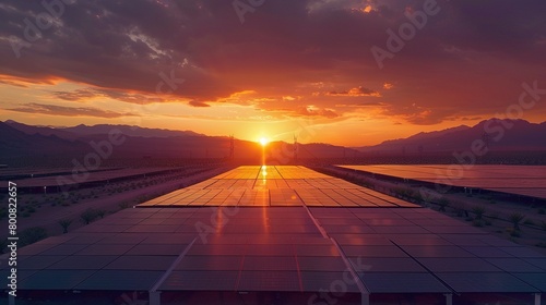 Sunset Harvest: Photovoltaic Ground Power Station in Nature's Embrace