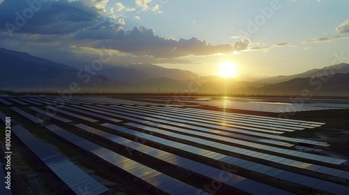 Sunset Harvest: Photovoltaic Ground Power Station in Nature's Embrace