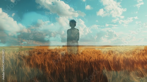 A person and their device in an empty field emphasizing the sense of solitude and privacy that is becoming increasingly difficult to achieve in a connected world..