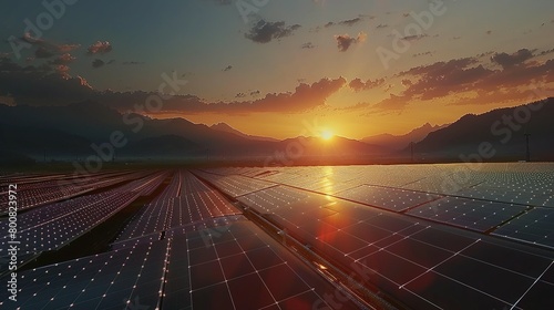 Golden Hour Energy: Remote Solar Power Station with Mountain Vistas