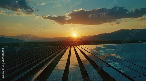 Sunset Symphony: Natural Beauty Frames Unmanned Solar Station
