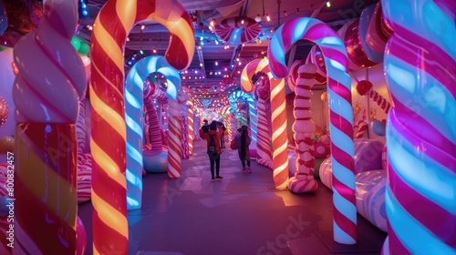 Incredible journey through a candy land with giant lollipops and candy canes 