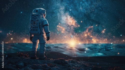 Astronaut standing on moon surface