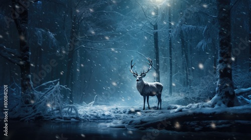 Deer standing in winter forest