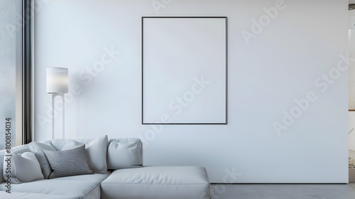Trendy Mockup Poster Frame Adorning a Modern Interior for Sales Promotion Generative ai