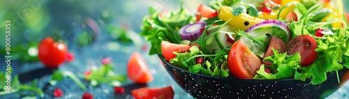 A delicious and healthy salad made with fresh tomatoes, cucumbers, onions, and lettuce. Drizzle with olive oil and vinegar for a perfect light meal.