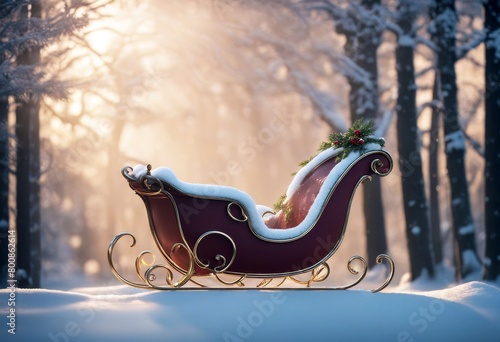 'illustration 3d sleigh three-dimensional background bag character christmas claus clause gift holiday isolated present reindeer sack santa sled'