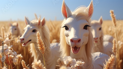  The shrimp felt awestruck watching a herd of unicorns grazing in a field of golden wheat. 3D Over Action realistic