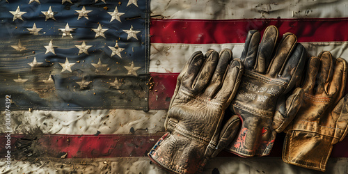 Worn Work Glove US American Flag Made in USA American Labor Day Worn Work Gloves
