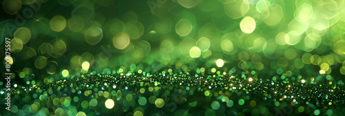 Fern Green Glitter Defocused Abstract Twinkly Lights Background, sparkling blurred lights in natural fern green shades.