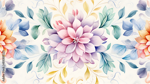 Digital vintage watercolor floral tile pattern abstract graphic poster web page PPT background
