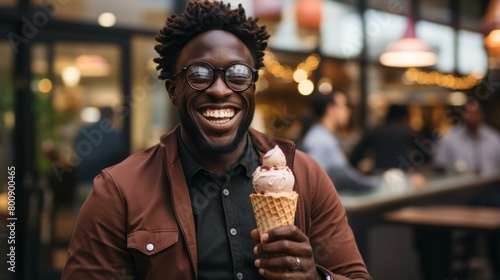 Black man eating ice cream