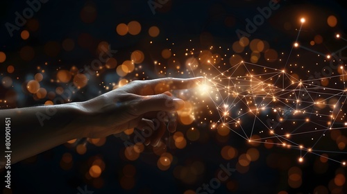 Human Touch and AIs Advanced Network A Connection in the Digital World of Futuristic Innovation
