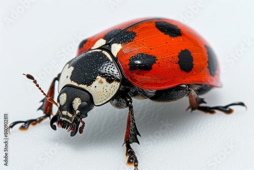 A red ladybug with black spots