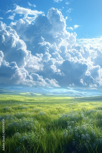Green Grass Field Under Blue Sky With White Clouds