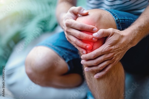 A man holds his knee in pain.