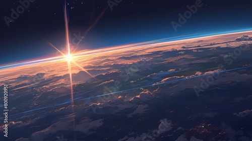 日の出、宇宙からの風景4