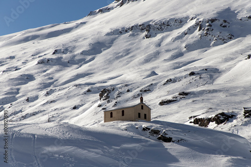 Saint Peter Chapel (Chapelle Saint-Pierre) on Mont-Cenis, a massif of the French Alps