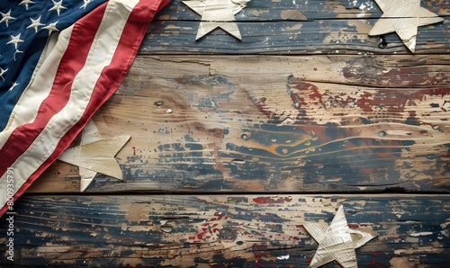 Rustic American flag background. Vintage American Flag Design 