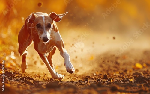 A Greyhound Racing Across the Track, The Agile Strides of a Racing Greyhound, Sprinting Spectacle