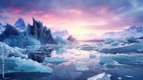 Breathtaking Icy Landscape at Sunset