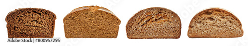 set of isolated slices of rye bread, top view