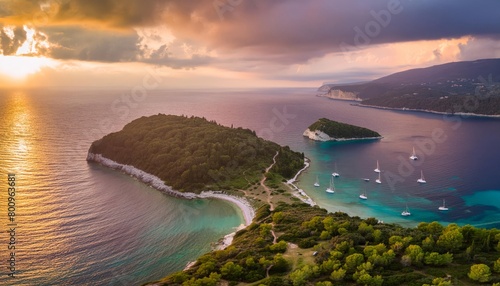 Famous bay in Antipaxos island in Greece 