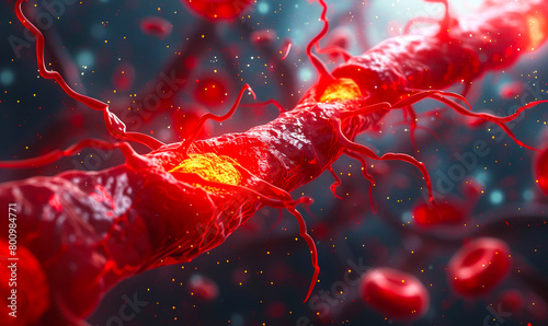 Arterial Plaque Buildup - Clogged Arteries Medical Visualization, Cholesterol Blockage Atherosclerosis Cardiovascular Disease 3D Illustration
