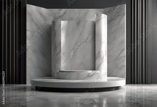 'marble made Platforms products stone Podium advertising Showcase background stage grey white 3D rendering mock poduim soapbox three-dimensional art deco battlement minimal show'