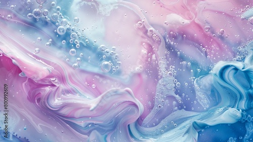 A backdrop of pastel liquid, alive with the gentle swirl of air bubbles, offers a serene visual escape